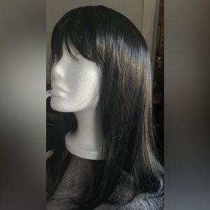 18” Black Straight Synthetic Wig with Bangs